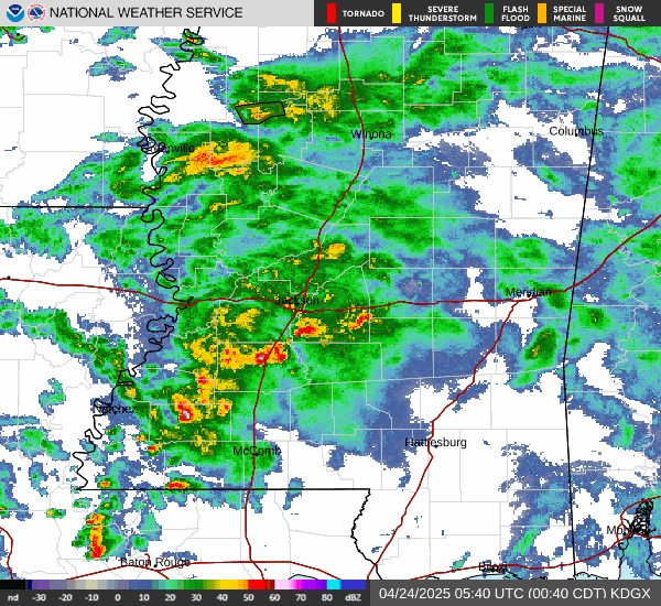 KDGX radar loop