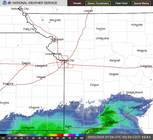 Far Southern Iowa Radar Image