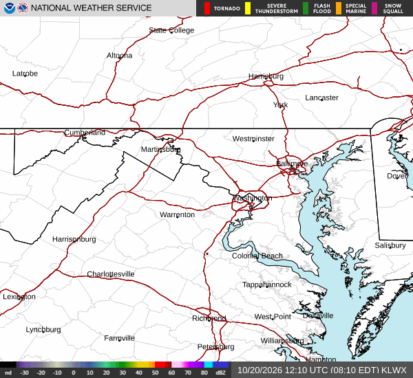 KLWX radar loop
