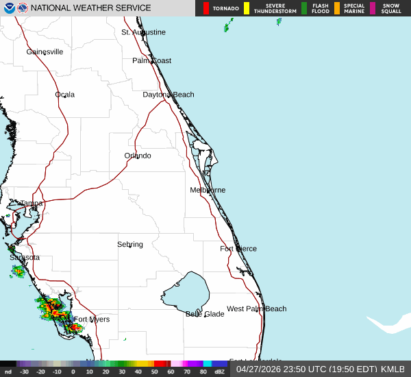 Miami, FL Live, Long Range, Animated Doppler Radar