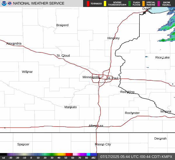 Radar Loop showing current weather patterns.
